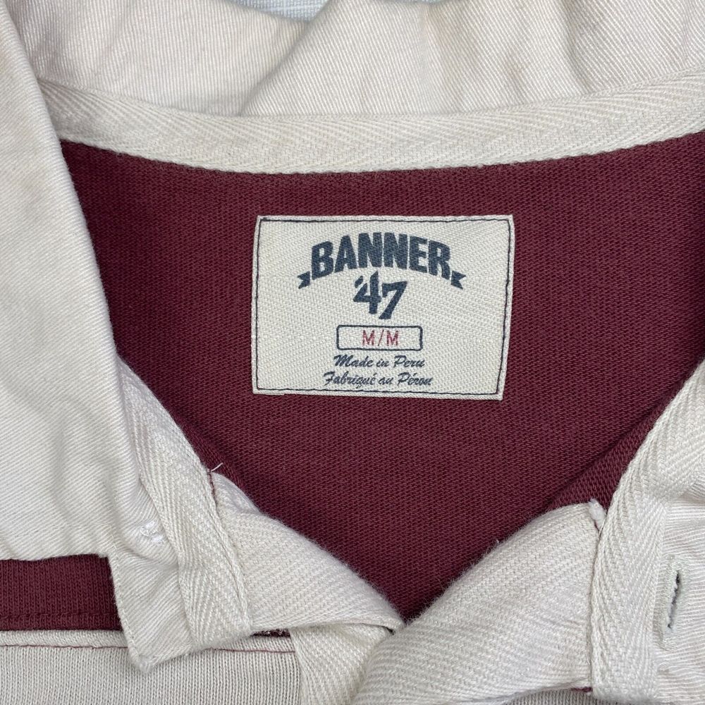 VINTAGE NHL HOCKEY Rugby POLO SHIRT! Long Sleeve Embroidered Maroon Striped Sz M - Picture 13 of 16